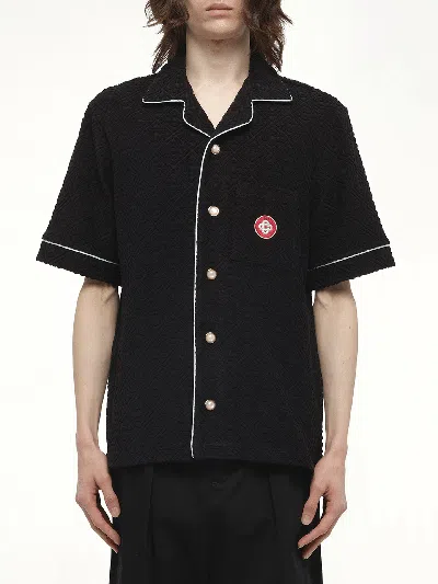 Casablanca Mens Towelling Monogram Shirt In Black