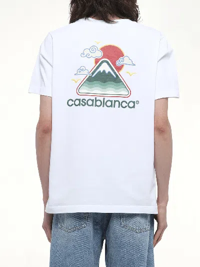 Casablanca Montagne Ondulée Logo-print Cotton-jersey T-shirt In White