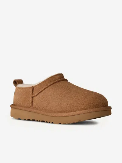 Ugg Kids Classic Micro Slippers In Brown