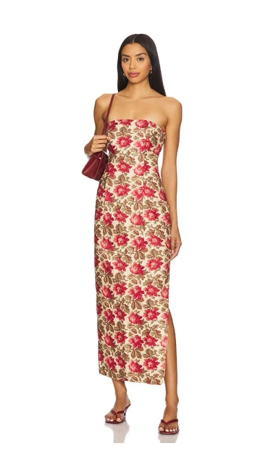 Posse Rosalie Strapless Maxi Dress In Rose Bud In Multi