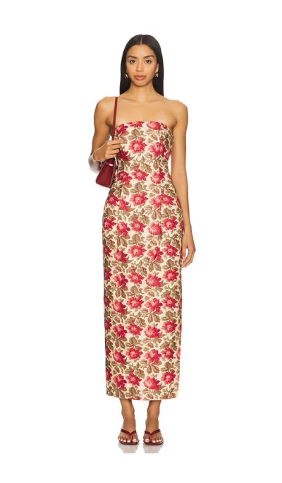 Posse Rosalie Strapless Maxi Dress In Rose Bud In Multi