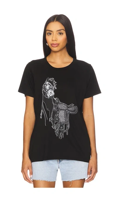 Lauren Moshi Black Horse Boyfriend Tee In Black