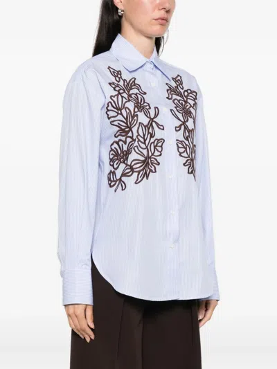 Ermanno Firenze Striped Embroidered Shirt In Blue