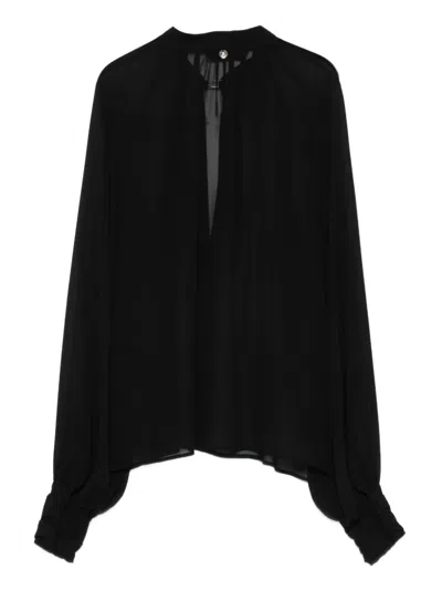 Liu •jo Liu Jo Black Collar Embellished Gathered Jacket In Black