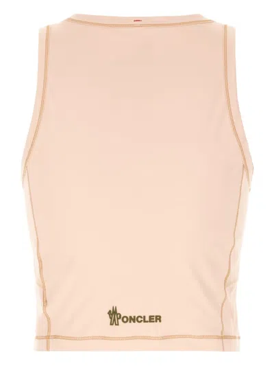 Moncler Sleeveless Crew Neck Contrast Stitching In Pink