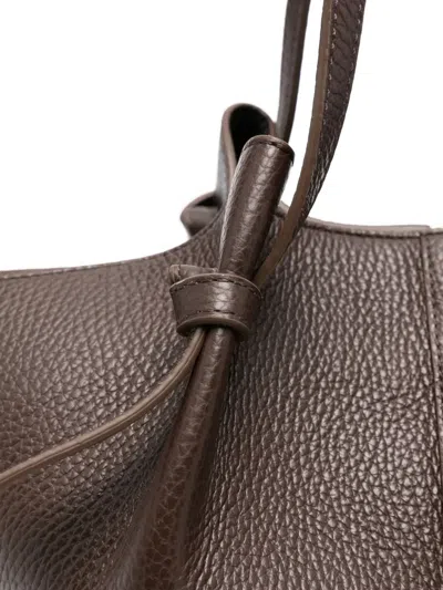 Yuzefi Knotted Strap Structured Leather Shoulder Bag In Brown