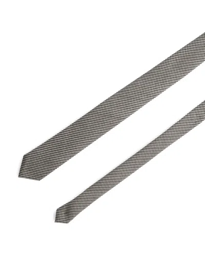 Dolce & Gabbana Check-pattern Pointed Tie In Gray