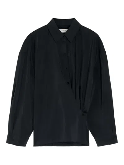 Lemaire Draped Shirt In Black