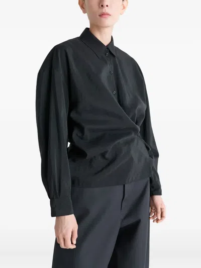 Lemaire Draped Shirt In Black