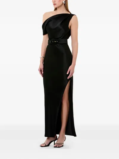 Nicholas Eartha One-shoulder Belted Maxi Dress In Black