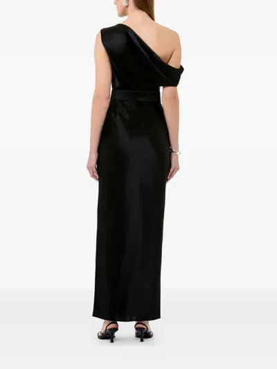 Nicholas Eartha One-shoulder Belted Maxi Dress In Black