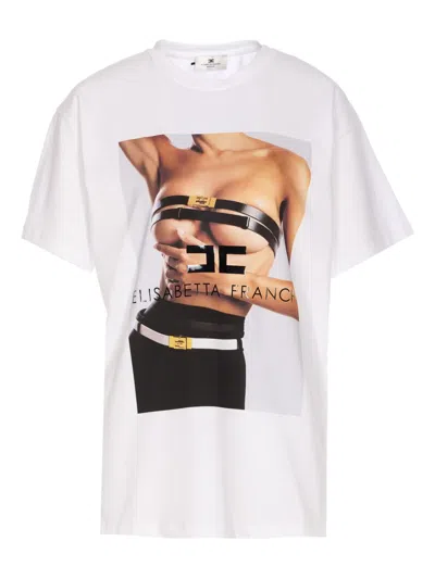 Elisabetta Franchi Knitwear With Crewneck And Graphic Print In White