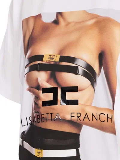 Elisabetta Franchi Knitwear With Crewneck And Graphic Print In White