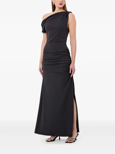 Nicholas Selma Ruched One-shoulder Gown In Black