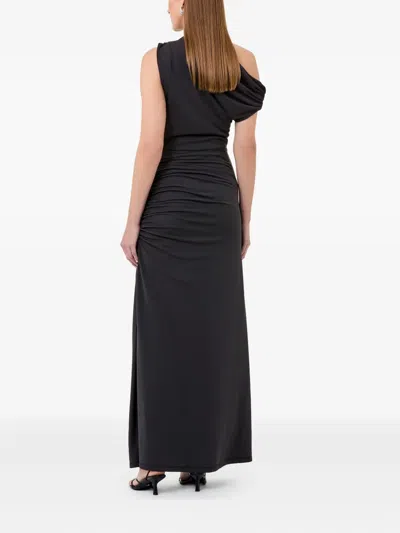Nicholas Selma Ruched One-shoulder Gown In Black