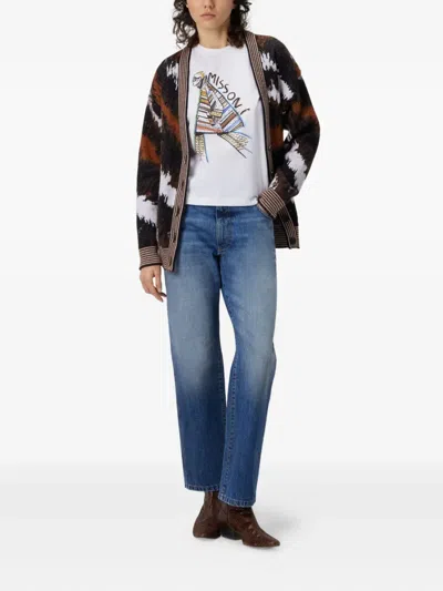 Missoni Kurzarm-t-shirt Mit Print Und Logo In White