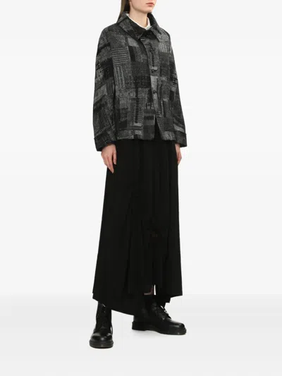 Y's Abstract-print Button Jacket In Gray