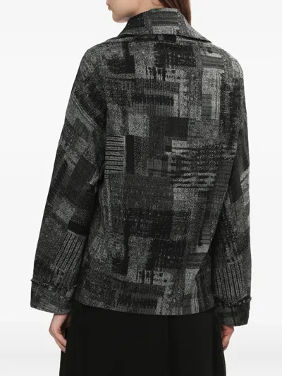 Y's Abstract-print Button Jacket In Gray