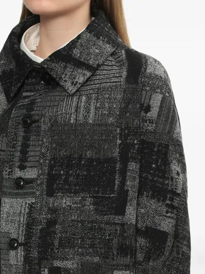 Y's Abstract-print Button Jacket In Gray