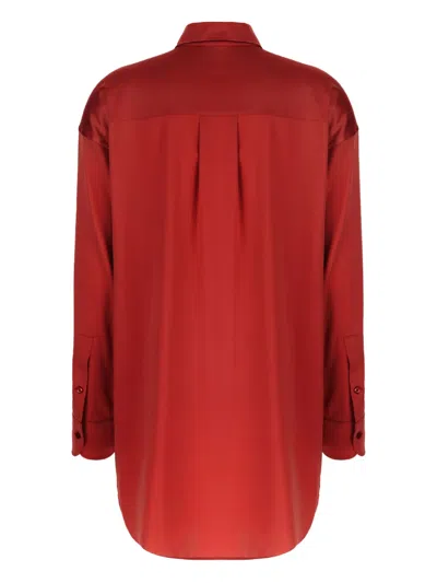 Tom Ford Stretch Silk Satin Shirt In Red
