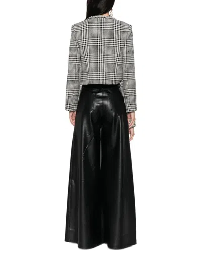 Self-portrait Houndstooth Wool Blend Jacket In Gray