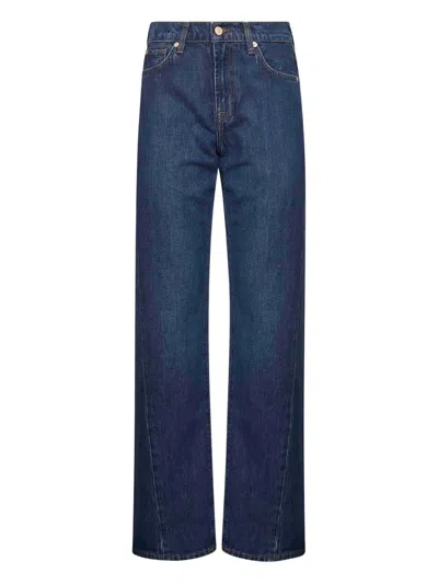7 For All Mankind Wide Leg Denim Jeans In Blue