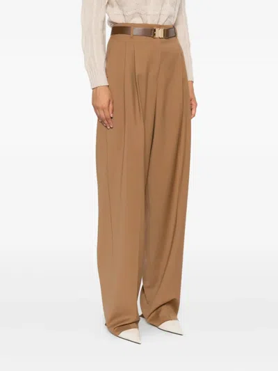 Max Mara Tailored Wool Trousers With High Waist In Brown
