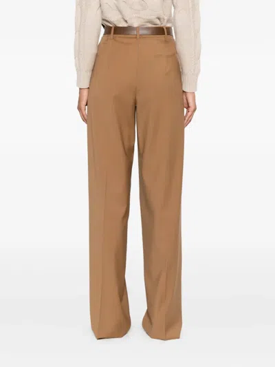 Max Mara Tailored Wool Trousers With High Waist In Brown