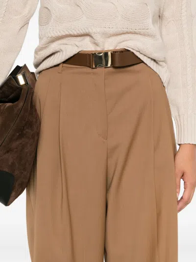 Max Mara Tailored Wool Trousers With High Waist In Brown