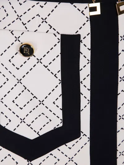 Elisabetta Franchi Geometric Patterned Midi Skirt In White