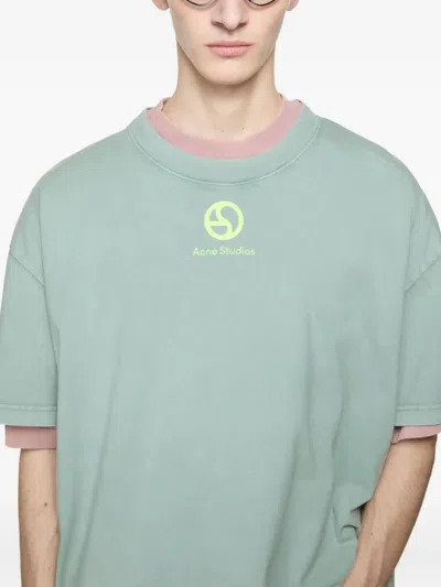 Acne Studios Logo-print Organic-cotton T-shirt In Blue