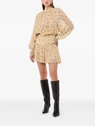 Nicholas Cecile Pleated Mini Dress In Neutral