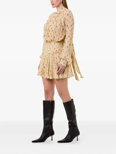 Nicholas Cecile Pleated Mini Dress In Neutral