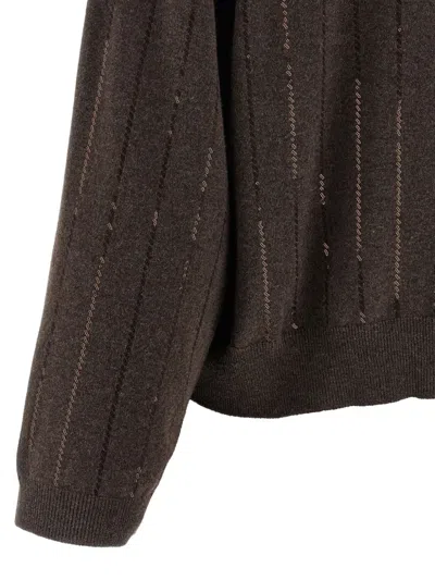 Brunello Cucinelli Sequin Cashmere Sweater In Brown