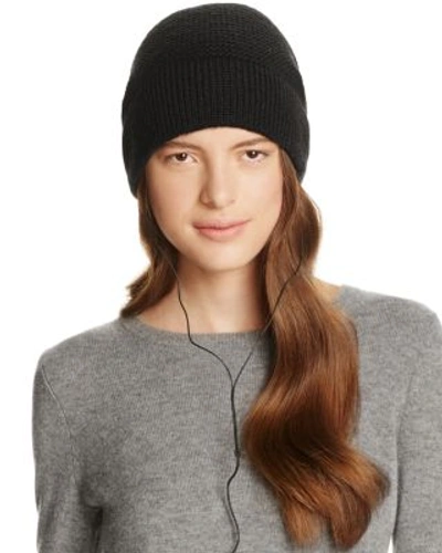 Shop Rebecca Minkoff Beanie With Wired Headphones In Black