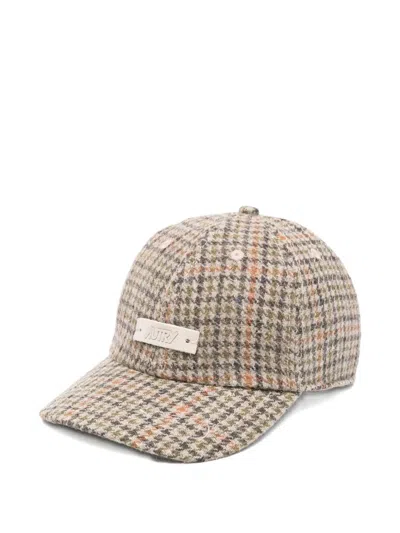 Autry Houndstooth-pattern Wool-blend Cap In Neutral