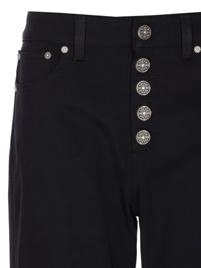 Dondup Koons Loose-fitting Velvet Trousers In Black