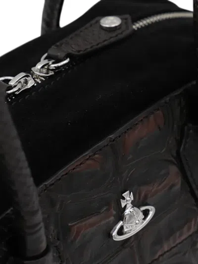 Vivienne Westwood Borsa A Spalla Shirley Piccola Bicolor In Pelle E Pelle Scamosciata  Donna In Brown