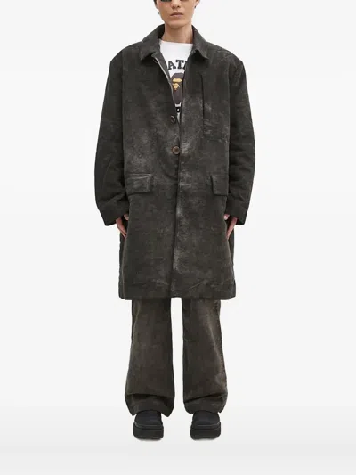 Rick Owens Drkshdw Buttoned Patch-pocket Coat In Brown