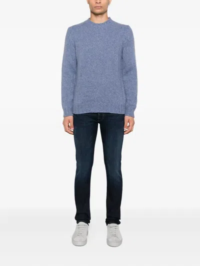 Fedeli Ribbed Crew-neck Sweater In Blue