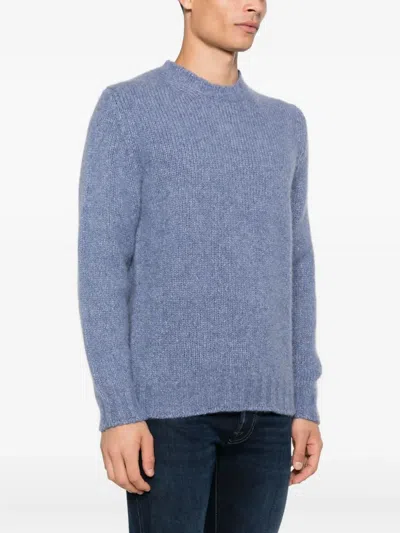 Fedeli Ribbed Crew-neck Sweater In Blue