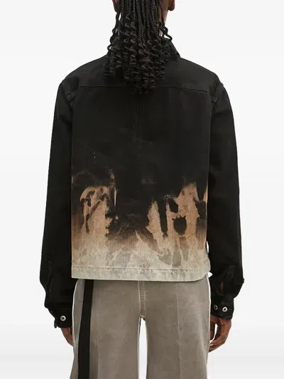 Rick Owens Drkshdw Flame-print Denim Jacket In Black