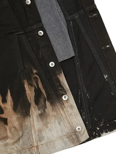 Rick Owens Drkshdw Flame-print Denim Jacket In Black