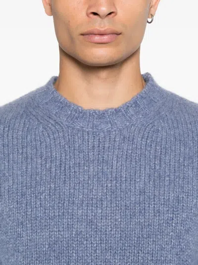 Fedeli Ribbed Crew-neck Sweater In Blue