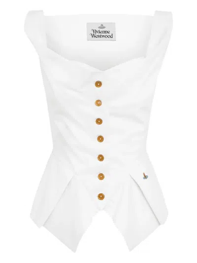Vivienne Westwood Square-neck Button Down Top In White