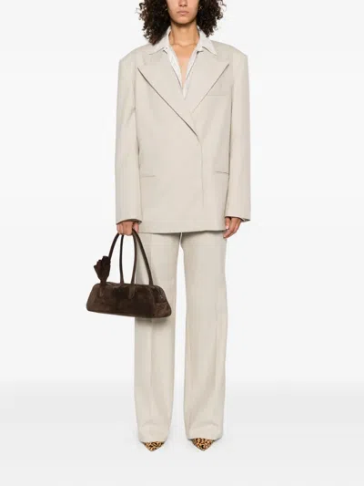 Magda Butrym Peak-lapel Wool Blazer In Neutral