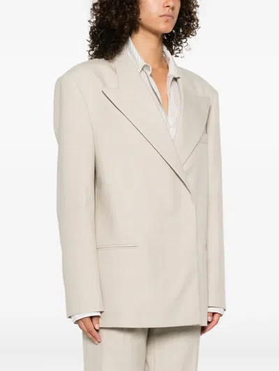 Magda Butrym Peak-lapel Wool Blazer In Neutral