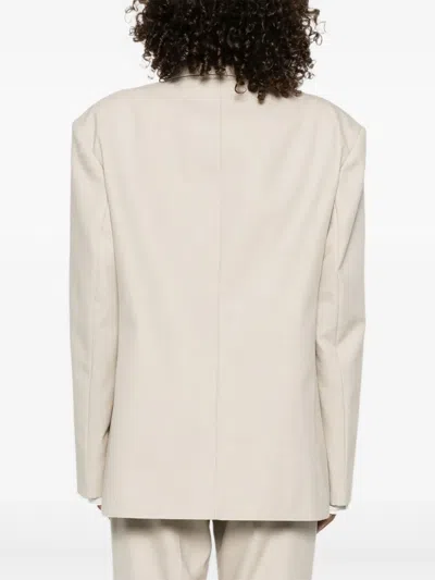 Magda Butrym Peak-lapel Wool Blazer In Neutral
