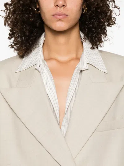 Magda Butrym Peak-lapel Wool Blazer In Neutral