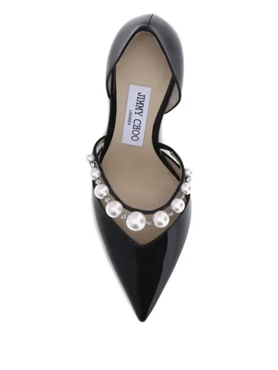 Jimmy Choo Aurelie Leather Pumps Pearl Strap In Black